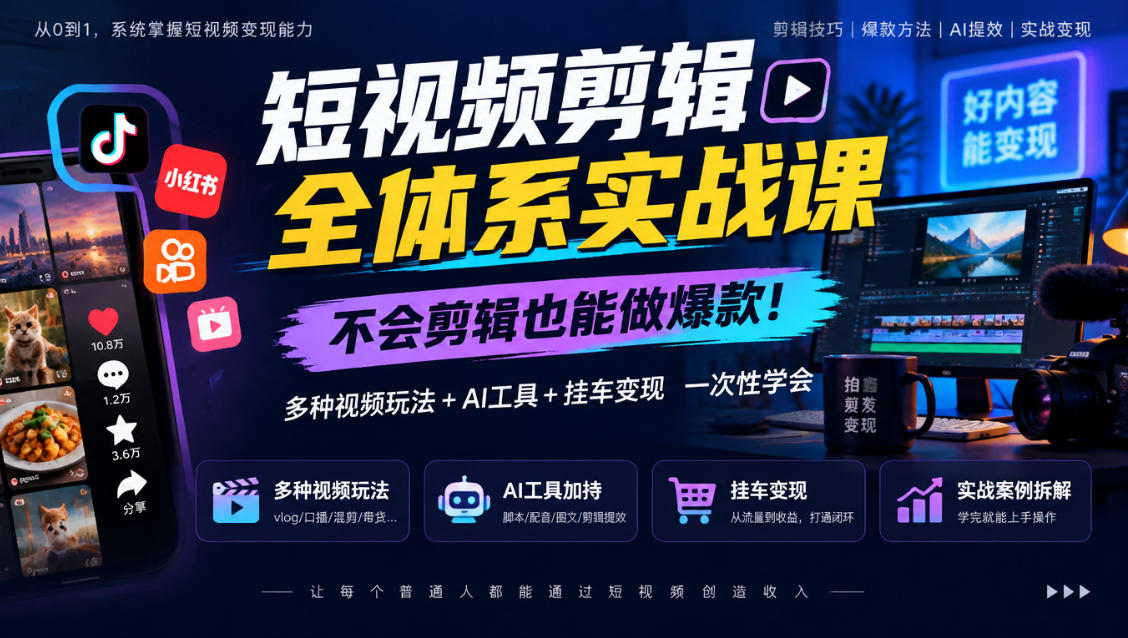����Ƶ����ȫ��ϵʵս�� �������Ҳ�������� ������Ƶ�淨+AI����+�ҳ�����һ����ѧ