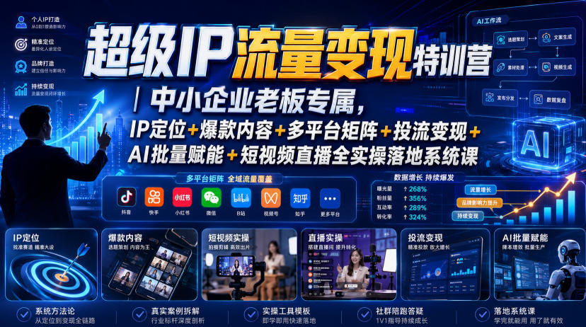 ����IP����������ѵӪ ��С��ҵ�ϰ�ר�� IP��λ+��������+��ƽ̨����+Ͷ������+AI